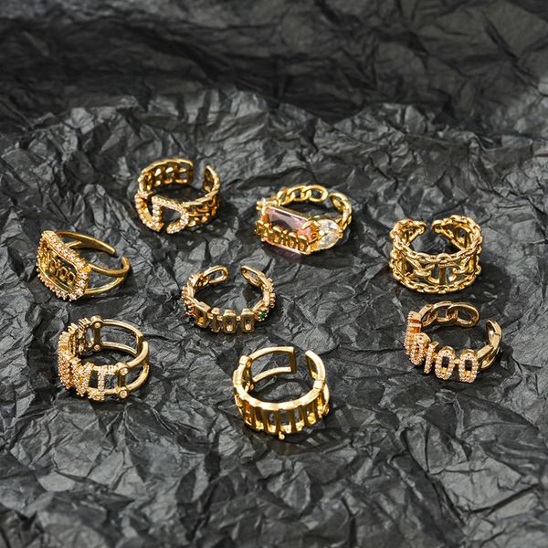 

vintage open resizable fashion copper rings for woman designer jewelry women luxury ring accessories wholesale, Golden;silver