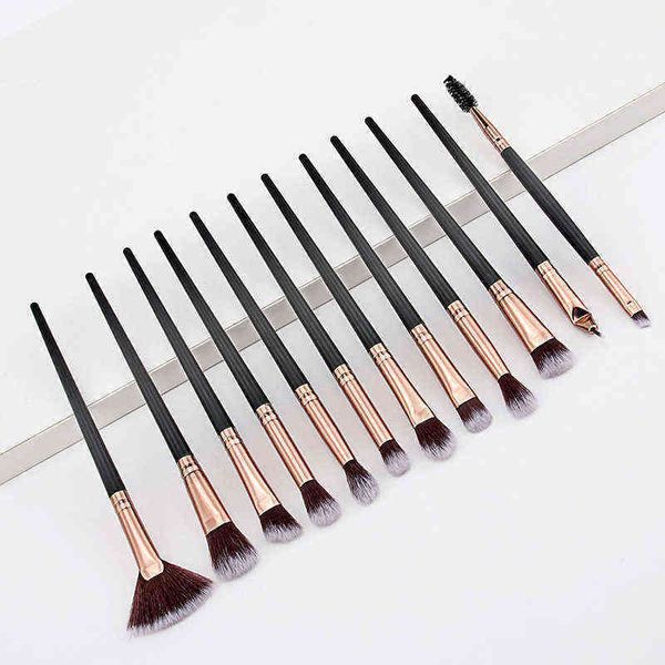 

lanjinglin 12pcs makeup brushes tool set cosmetic powder eye shadow foundation blush blending beauty make up brush maquiagem 0311