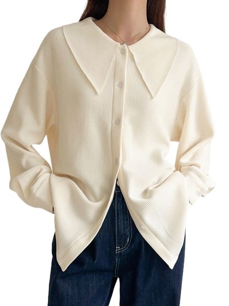 

dazy drop shoulder statement collar tee 35aj#, White