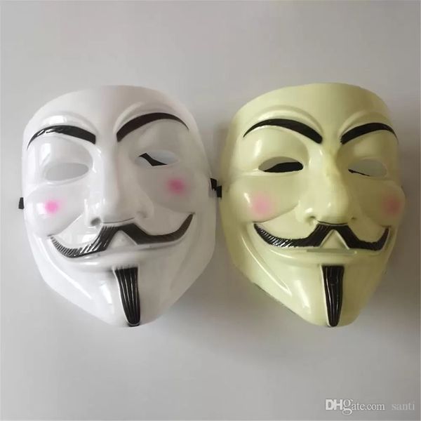 Fabrik-Vendetta-Maske, anonyme Maske von Guy Fawkes, Halloween-Kostüm, weiß, gelb, 2 Farben