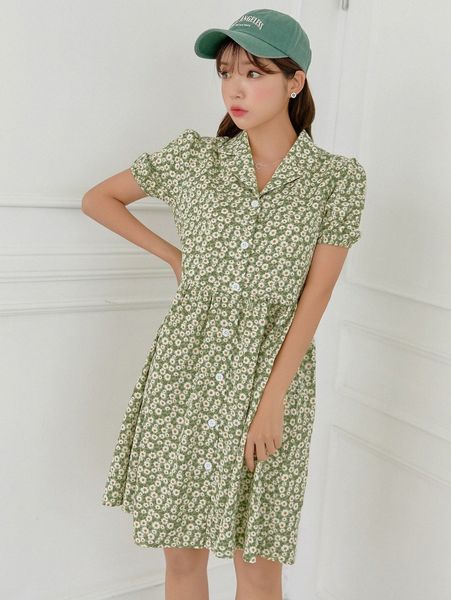 

dazy floral print puff sleeve smock dress n1ng#, Black;gray