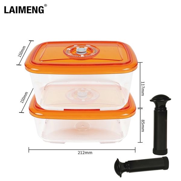 Contêiner de alimentos para contêiner de alimentos para armazenamento de plástico Laimeng com a lanchonete de cozinha hermética à prova de tampa para selador de vácuo S266 T200902