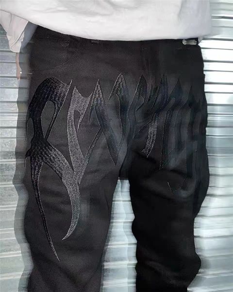 

men embroidery jeans women 1 vintage pants trousers, Blue