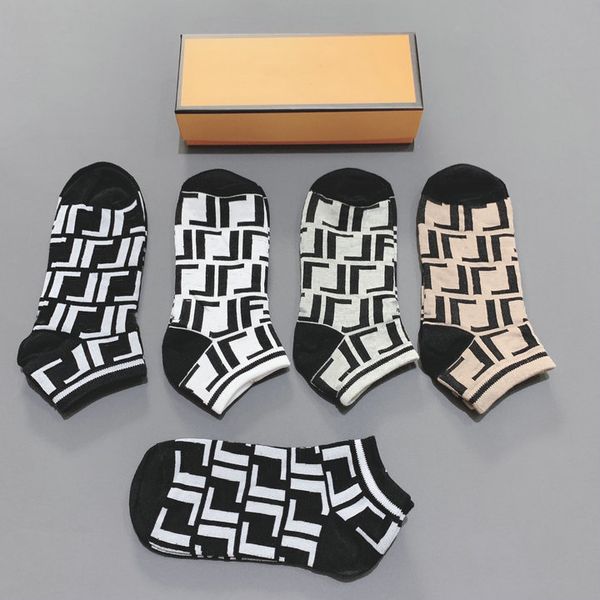 

30% off fashion designer men's and women's socks cotton versatile classic ankle breathable mixed outdoor football basketball socks, Black