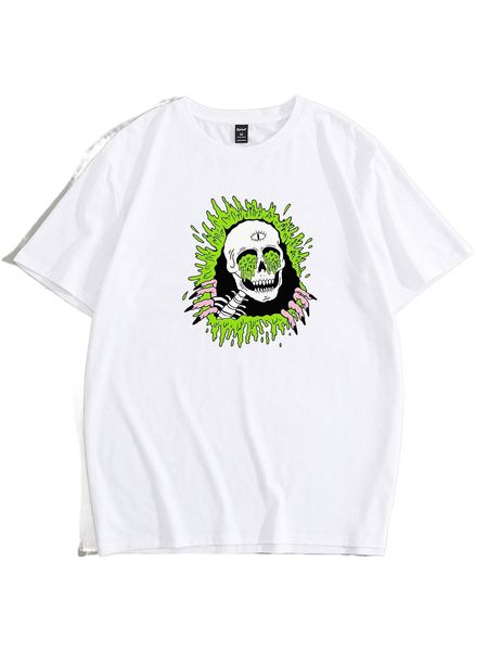 

romwe guys skull print tee 45a2#, White;black