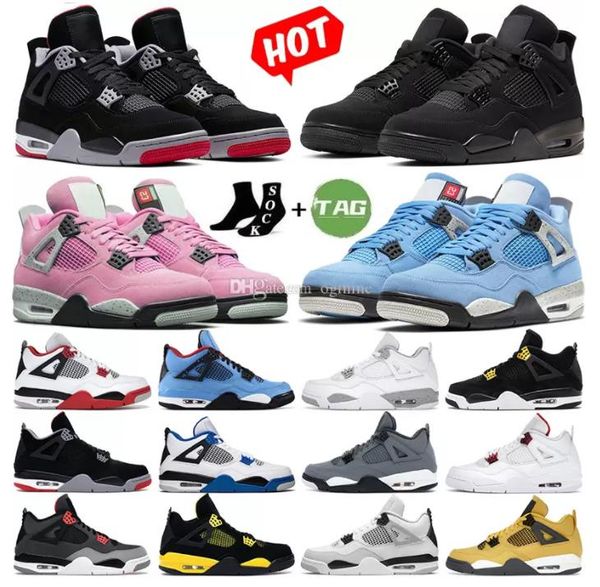 

with box jumpman 4 mens basketball shoes 4s retro black cat white oreo university blue metallic purple bred shimmer cactus jack men women sn