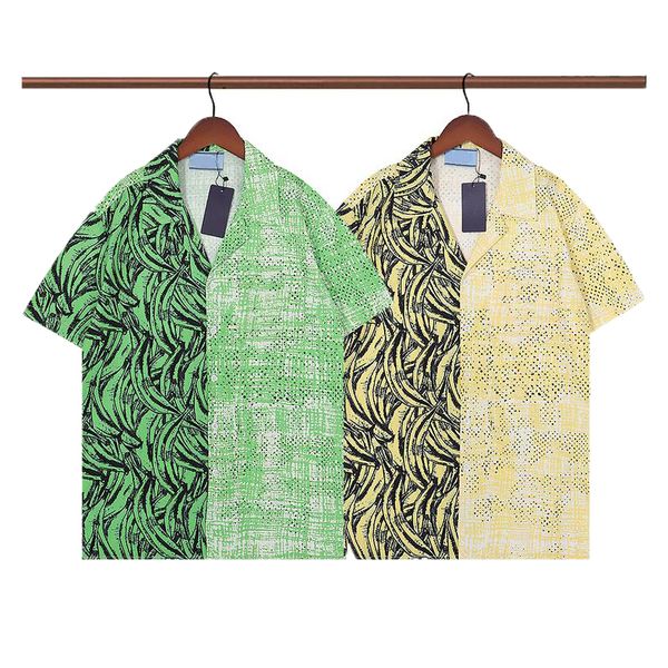 

designer fashion mens rhude shirt geometric print bowling hawaii floral men casual shirts slim fit short sleeve dress variety yellow green, White;black