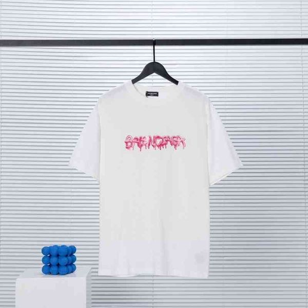 

2022 designer bal t shirt paris home 22s graffiti letter short sleeve t-shirt men's casual short sleeve and wo same style couple npsj, White;black