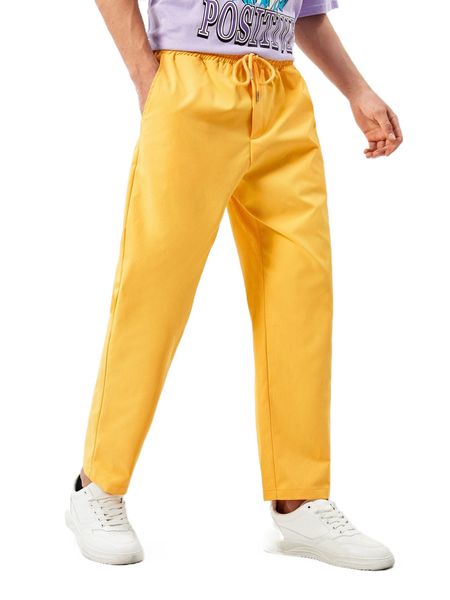 

men drawstring waist carrot pants k6da#, Black