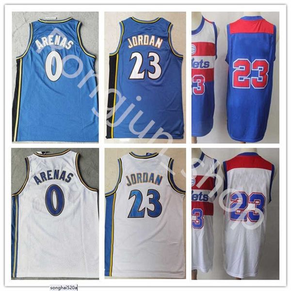 

retro men 0 gilbert arenas jersey blue white color 23 basketball jerseys stitched who jerseys, Black;red