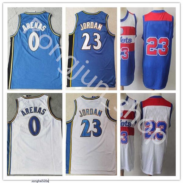 Retro Men 0 Gilbert Arenas Jersey Blu Bianco Colore Alta qualità 23 Maglie da basket cucite Maglie Who