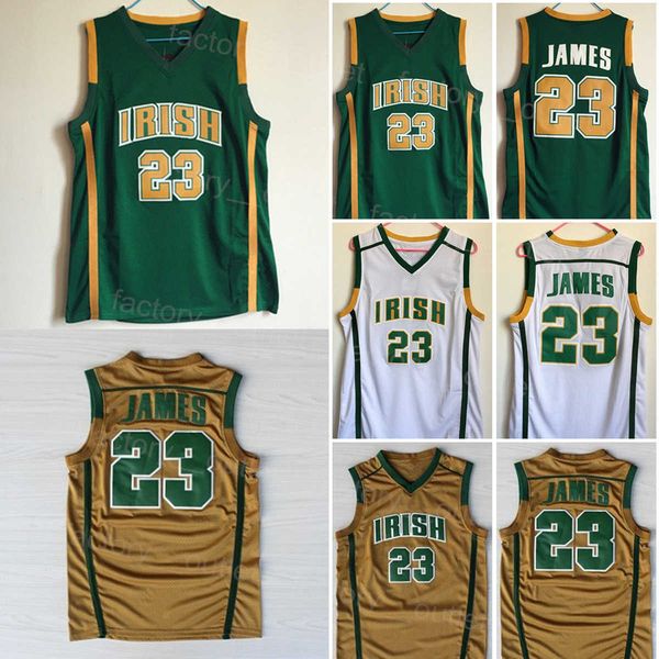 

men basketball irish st. vincent mary high school lebron james jersey 23 uniform team color green brown white for sport fans all stitched un, Black