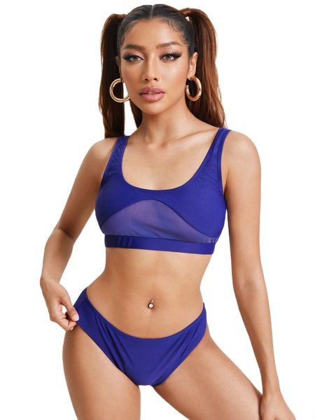

plain contrast mesh bikini swimsuit r8dq#, White;black