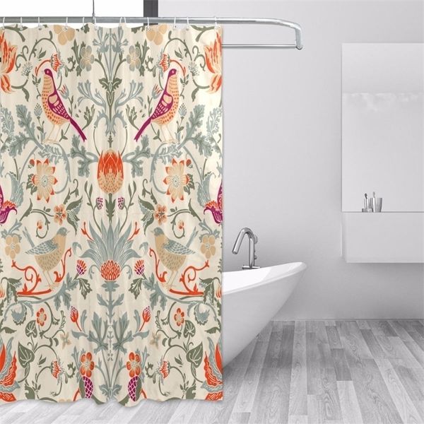 Tenda da doccia in poliestere impermeabile William Morris Vasca da bagno con motivo floreale per tessuto da bagno Decorazioni per la casa s T200711