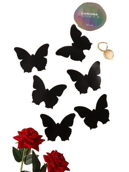 

3pairs butterfly-shaped nipple cover r5wr#, Black;red