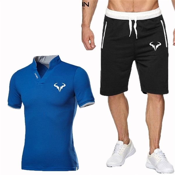 Rafael Nadal Tennis Players use camisa de pólo shorts masculinos de alta qualidade terno de verão 220621