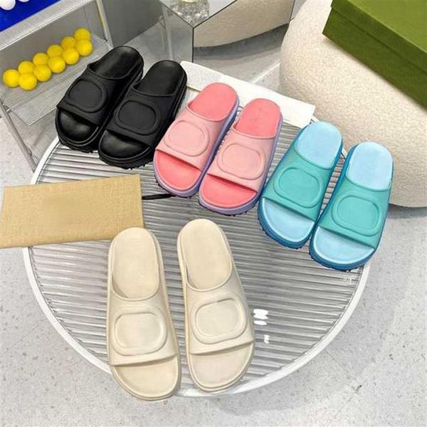 

designer g slippers women platform sandals foam rubber slides candy colors non slip flip flops summer beach thick bottom mules sho1844, Black