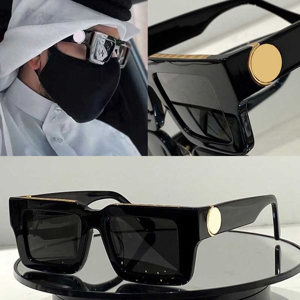 

luxury designer sunglasses for men new mens sunglasses for women 1447 millionaire square frame retro shiny summer uv400 lens laser top, White;black