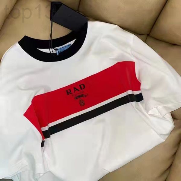 

women's t-shirt designer 2022 spring and summer new round neck letter print contrast color short sleeve versatile men's women&#03, White