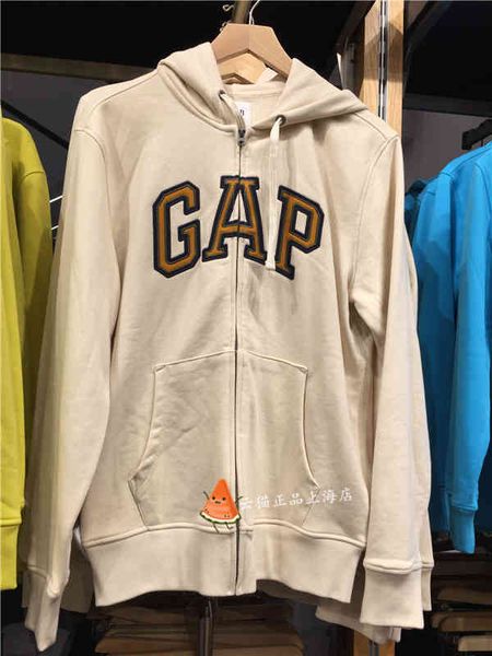 

brand hoodie gap men's french loop woven soft sweater 853131 2021 spring and autumn new loose sports cardigan coat q5gl, Black