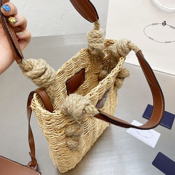 

designer women twine straw tote bag luxurys designers bags italy milano brand fashion sunshine knitting underarm beach handbags woman totes