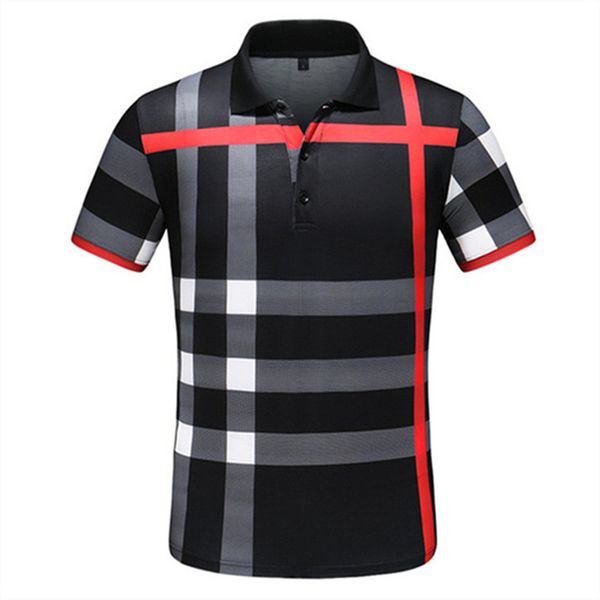 

designer men's polo new cotton crease resistant breathable t-shirt lapel commercial fashion casual print high-end polo short sleeve asi, White;black