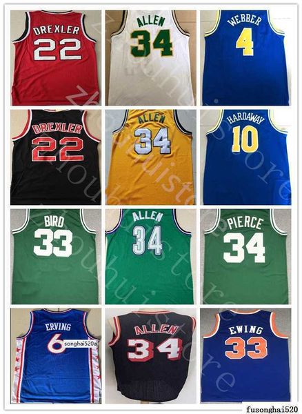 Herren Retro Vintage Classic Basketball Trikots Ray34 Allen Patrick Ewing Clyde 22 Drexler Oscar Robertson Penny Hardaway Webber Bird Paul 34 Trikots