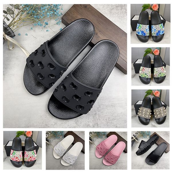 

[with box]mens womens slippers men women slipper font shoes slide fashion sandals flat flip flop size 35-48, Black