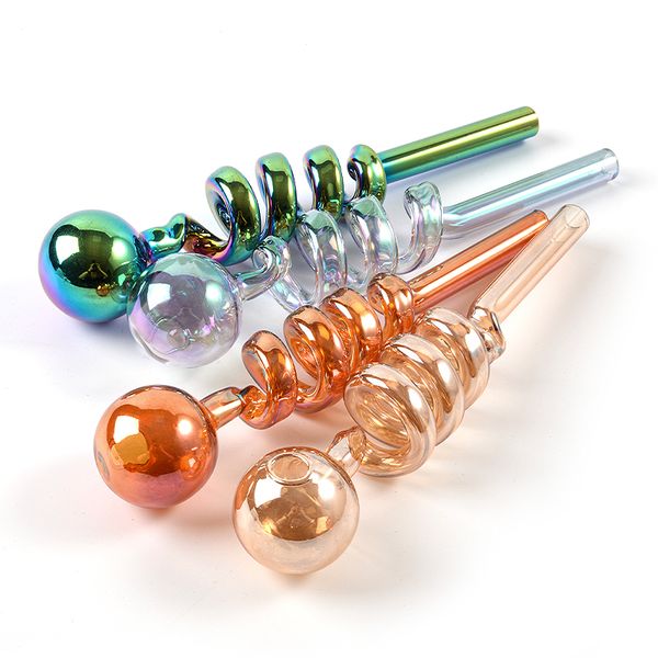 Einzigartige galvanisierte 5-mm-Glasölbrennerrohre in mehreren Stilen Rauchzubehör für Wasserpfeifen Pyrex Handvoll Tabakpfeifen Wax Dab Rig SW134 SW137