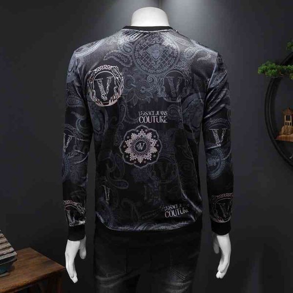 

men's clothing brand 2022 autumn and winter new long sleeve casual t-shirt korean fashion brand men's cashmere sweater pullover, White;black