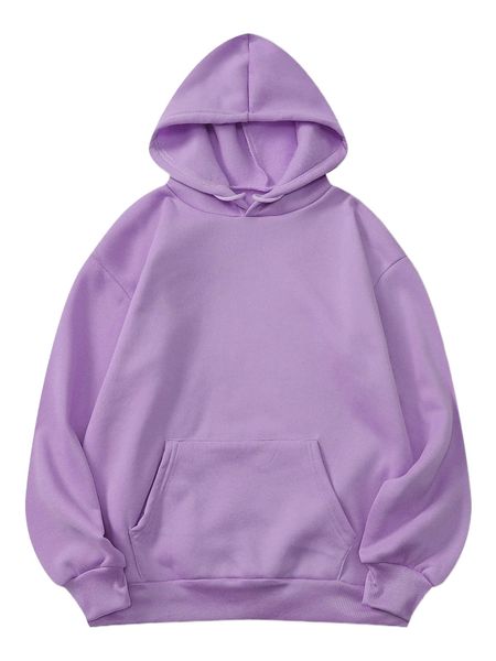 

solid kangaroo pocket thermal lined hoodie w8mo#, Black