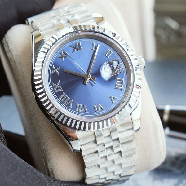 

watch automatic mechanical mens watches for men business wristwatch 41mm stainless steel wristwatches, Slivery;brown