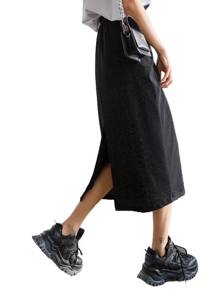 

dazy split hem high waist skirt x2fq#, Black
