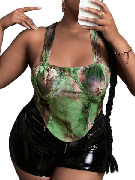 

sxy plus figure graphic bustier bandana tank i4qa#, Black