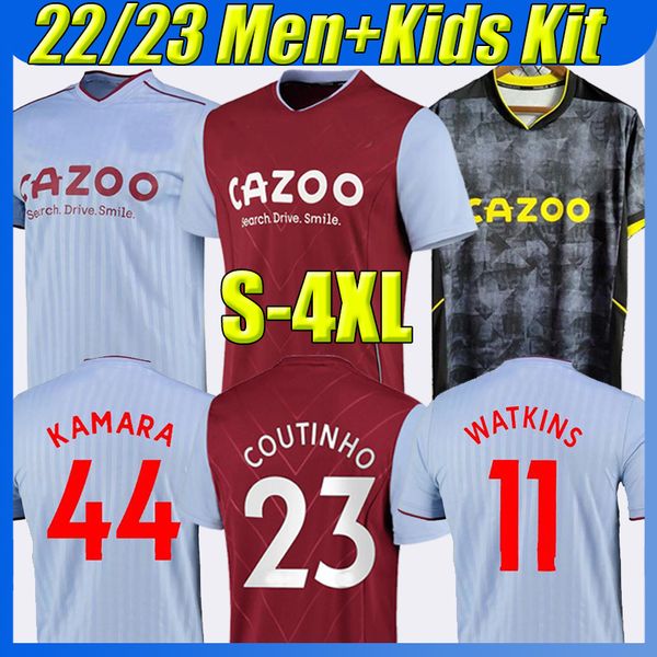 

xxxl 4xl 2022 2023 villa watkins soccer jerseys 22 23 aston buendia mcginn el ghazi wesley douglas luiz mings konsa cash m.trezeguet men kid, Black;yellow