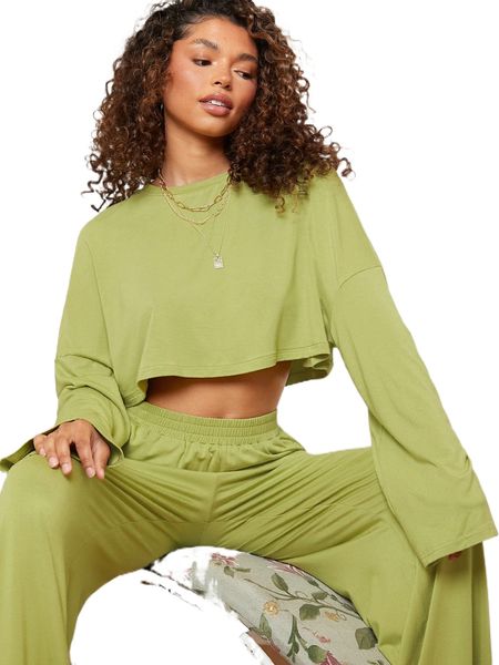 

solid drop shoulder crop tee o7nx#, White