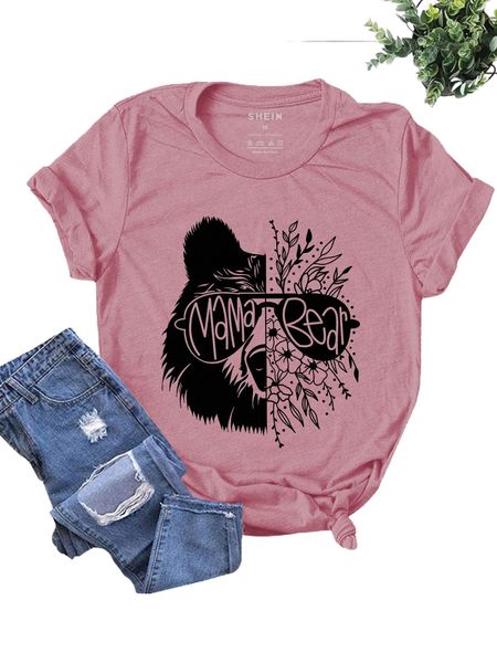 

bear and letter graphic tee n7i9#, White