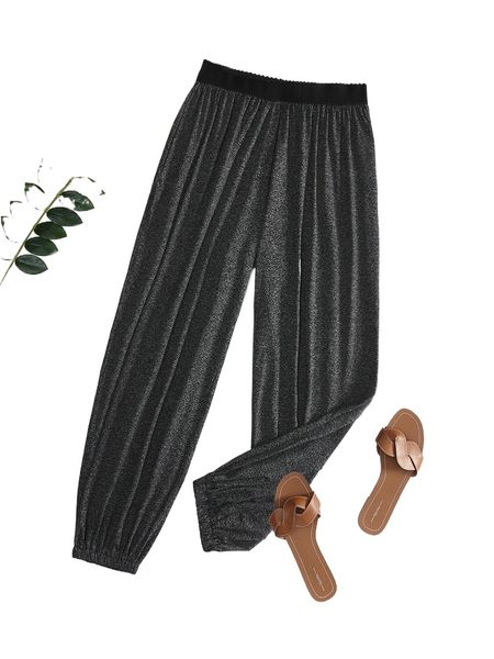 

plus tape waist pants d2yc#, Black