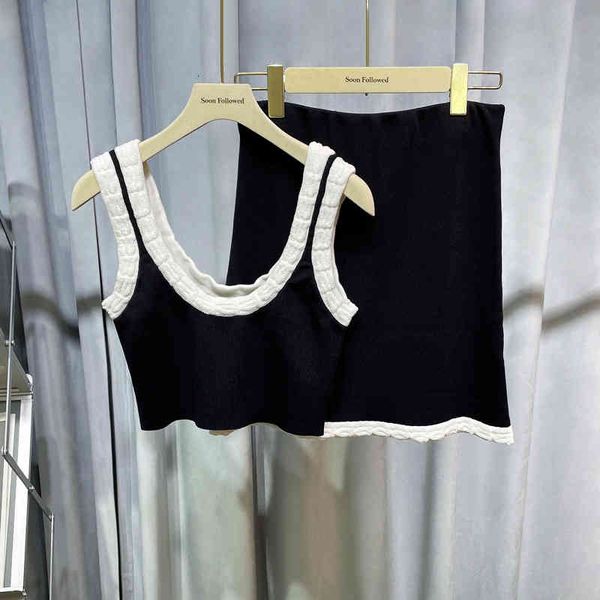 

two piece dress summer women's fashion suit celebrity temperament letter suspender sports vest slim + hip wrap skirt short skirt u8kt, White