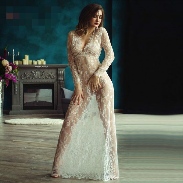 

sheer dress white lace dresses see through v long black club bodycon party transparent robe longue plus size maxi women 4xl, Black;gray