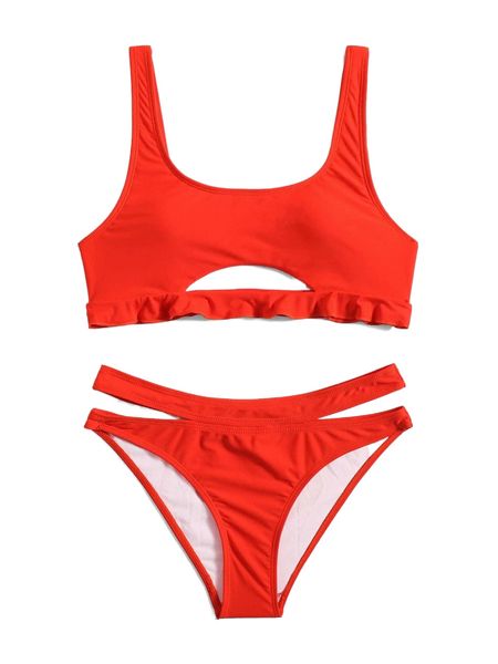 

cut-out bikini swimsuit 03gp#, White;black