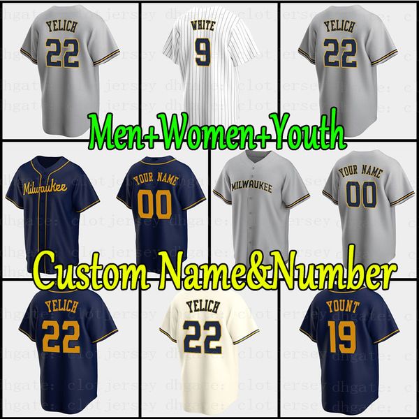 

brewers jersey milwaukee 22 christian yelich andrew 24 mccutchen hunter renfroe baseball 19 robin yount brandon woodruff corbin burnes devin, Blue;black