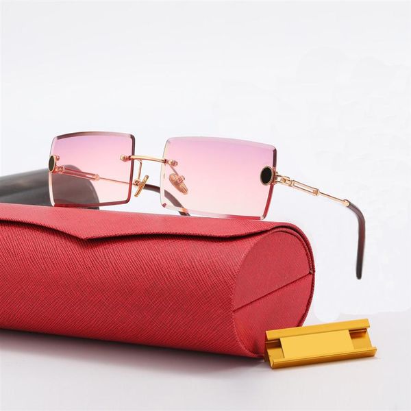 

fashion small rectangle sunglasses women ultralight candy color rimless ocean sun glasses232m, White;black