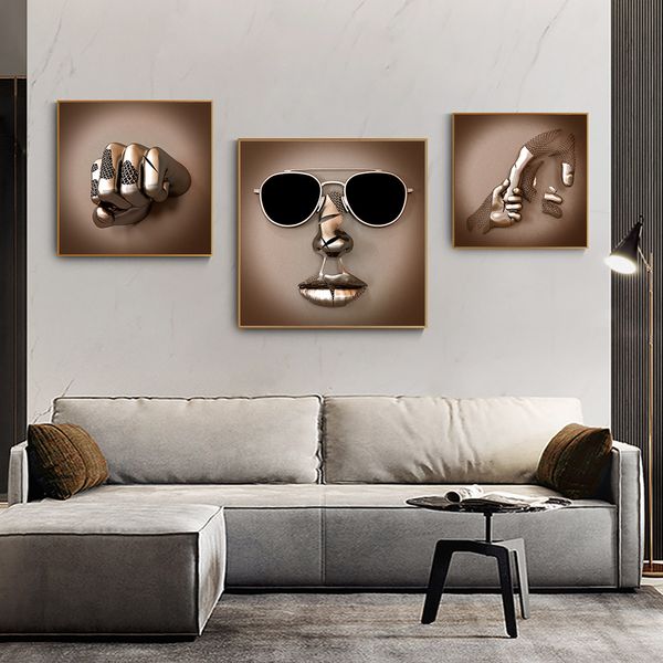 Posters e impressões abstratos românticos imagens de parede Modern metal figura estátua de arte pintura de lona para sala de estar decoração de casa