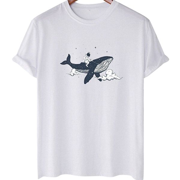 

men's tee t shirt stamping whale astronaut plus size crew neck casual daily short sleeve basic designer big and tall white black pink