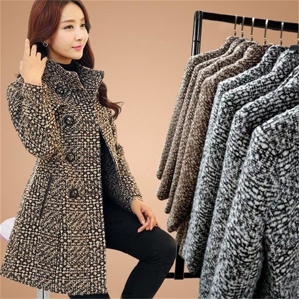 

middleaged ladies woolen coat female long section autumn and winter new large size woolen coat coat fashion women's clothing t190903, Black