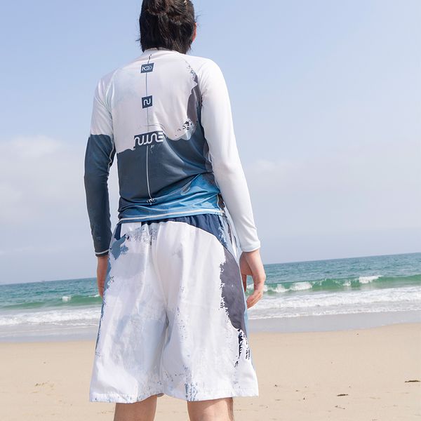 Surfing Nu-June-Hautaushütten Guard Männer Badekleidung Langarm Badeanzug Herren Rashguard Zwei-Stück-Surfhemd für Schwimmen UPF50 Protect 220509 s Wache