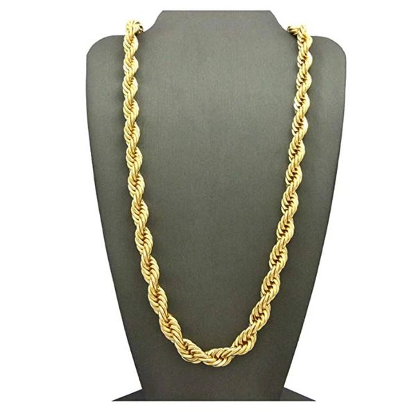 

heavy hip hop 24" rapper's 7mm solid thick rope chain necklace 18k yellow gold filled collar clavicle men jewelry gift, Silver