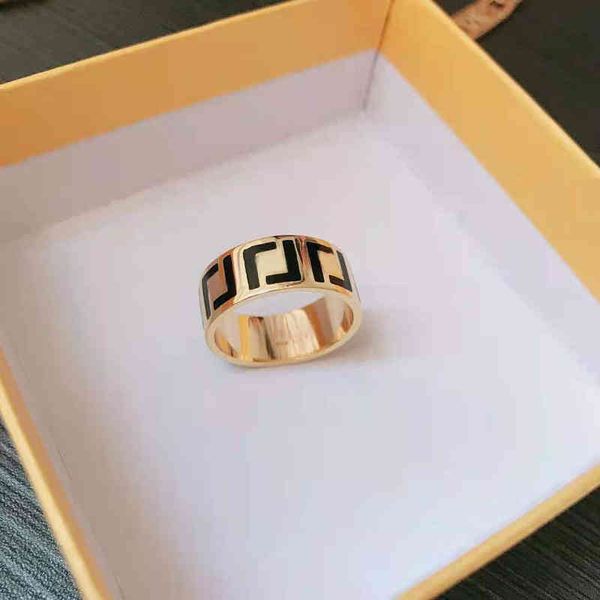 

2023 designer new fashion jewelry di drop black glue men's and women's universal brass couple's ring female, Silver