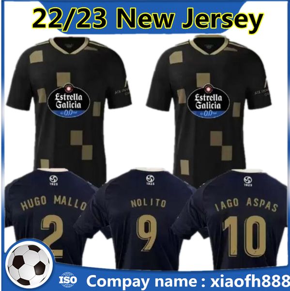 

22 23 celta de vigo soccer jerseys 100th anniversary iago aspas away black 2022 2023 camiseta de futbol nolito mallo solari s. mina brais me, Black;yellow